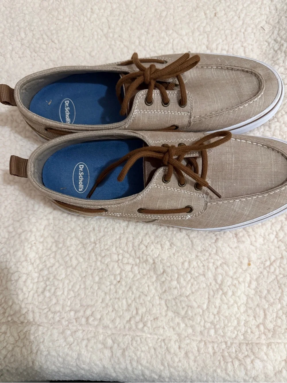 Dr. Scholl's Men's Boat Shoes in Taupe with Brown Laces